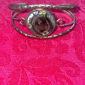 Abalone Silver Cuff Bracelet